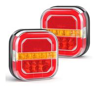 Yuanjoy 2pack neon luz trasera led remolque 12v 24v waterproof con freno, conducción, intermitente, luz de matrícula, reflector