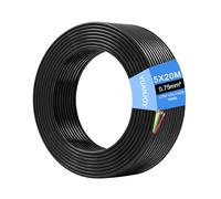 Yuanjoy Cable para vehículo Negro de 5 Hilos, 20 Metros, Cable para Remolque multifilar de 0,75 mm², Cable para vehículo de 12V 24V 48V, para Cable de Camping, Caravana, camión, Industria