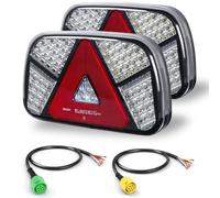 Yuanjoy Kit Luces Traseras para Remolque 12V/24V Impermeable: Intermitente, Freno, Luz Trasera, Marcha Atrás, Niebla, Luz Reflectora con 2 Cables de 6 Hilos de 30 cm para Camión, Caravana, Furgoneta