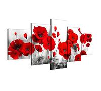 yuanjun 5 Juegos De Pinturas Impresión HD Pintura De Arte De Pared Pintura Moderna Pintura De Decoración del Hogarimpresión De Lienzo XXL Red Poppy Flower Picture Rose Posters
