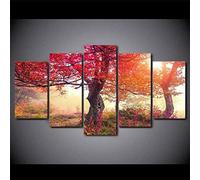 yuanjun 5 Juegos De Pinturas Impresión HD Pintura De Arte De Pared Pintura Moderna Pintura De Decoración del Hogarimpresión De Lienzo XXL Otoño Otoño Temporada De Árboles Bosque
