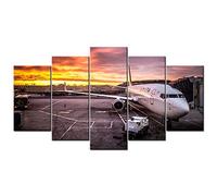 YUANJUN 5 Panel/Set Lienzos Handart Cinco Partes Hd Clásico Óleo Impresiones Decorativas Cartel Arte Pared Pinturas Hogar Lienzo Póster Aviación Boeing 737 Aeropuerto