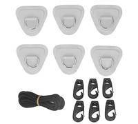 YUANKEECE Juego de 6 Piezas de Parches de PVC con Anilla en D, Cuerda elástica y Parches de Acero Inoxidable con Anilla en D para Botes inflables, canoas, Kayaks, Tablas de Surf y Tablas de (Gris)