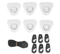 YUANKEECE Juego de 6 Piezas de Parches de PVC con Anilla en D, Cuerda elástica y Parches de Acero Inoxidable con Anilla en D para Botes inflables, canoas, Kayaks, Tablas de Surf y Tablas de (Blanca)