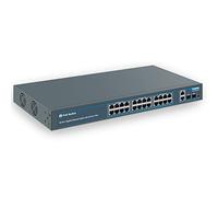 YuanLey 28 Port Gigabit PoE Switch with 24 Port PoE + @ 400w, 2 Gigabit uplink Ports, 2 SFPS, Solid Metal for Desktop / Rack Installation, AI watchdog, vlan, Plug and Play, Non - Managed