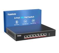 YuanLey Switch PoE 10G de 8 Puertos No Gestionado, 8 Puertos PoE 10G Base-T, IEEE802.3af/at, 110W de Potencia, Compatible con 1G/2.5G/5G/10G, Conmutador de Red 10Gbe para Montaje en Bastidor/Mural