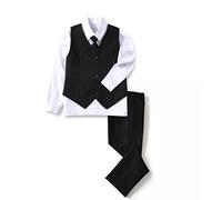 YuanLu Traje de traje para niños, ropa de portador de anillos, vestidos de regreso a casa, chaleco y pantalones para niños, trajes de esmoquin de boda, Negro, 12 años