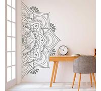 YuanMinglu Mandala Media Etiqueta de la Pared decoración del hogar Etiqueta de Vinilo Desmontable meditación Yoga Pared Gris 113x57cm
