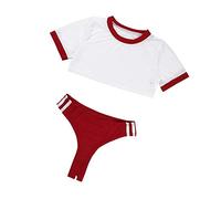 YUANMO Disfraz de anime para mujer, uniforme japonés, lencería con tanga, conjunto de 2 piezas (rojo, talla única)