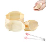 Yuannee Bandejas para Servir Sushi,50 Bandejas para Sushi +1 Pinza Cuencos Desechables de Bambú 3.5 CM Platos Hondos con Forma de Barco para Alimentos Fríos Calientes Aperitivos Papas Fritas