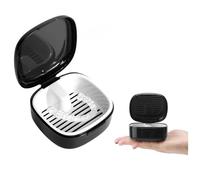 Yuannee Caja para Prótesis Dentales con Colador,Caja Ferula Dental Portátil e Impermeable para Dentaduras Postizas Ortodoncia y Retenedores Contenedor Higiénico de Limpieza (Negro)