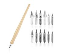 Yuannee Caligrafía Plumilla Set,11PCS Pluma de Cómic Dip Pen con 1 Bolígrafo de Madera 10 Nibs Bolígrafos de Inmersión de Cómic pluma de Tinta G para Pintura Bosquejo Caligrafía