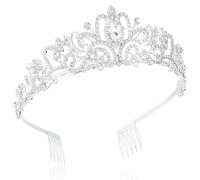 Yuannee Corona Princesa de Cristal y Plata,Corona de Novia y Cumpleaños Tiara Elegante para Mujer y Niña Fiestas o Eventos Especiales Tiara de Diadema para Princesas o Novias (Plata)