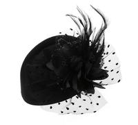 Yuannee Fascinators Sombrero Tocados De Pinza,Fascinadores para Mujeres Flores de Malla y Plumas Sombrero de Pastillero con Velo Vintage Negro para Fiesta Lglesia Boda Cóctel