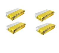 Yuannee Manta Térmica de Emergencia,4 PCS Mantas Aluminio Dorado y Plateado Reutilizables Supervivencia Rescate Emergencias Protección Manta Supervivencia contra Frío Lluvia Viento