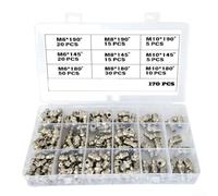 Yuanpgky 170 piezas de boquillas de grasa métricas surtidas M6 M8 M10 roscas con accesorios rectos en ángulo de 45° y 90° para automoción agrícola