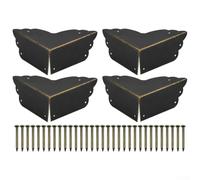 Yuanpgky 4 protectores de esquina de metal de bronce decorativos de hierro antiguo con tornillos para muebles, armarios, mesas, cajones, 71 mm x 71 mm x 30 mm