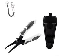 Yuanpgky Alicates de pesca de acero inoxidable para uso en agua dulce y salada, juego de 3 piezas con crimpado, para abridor de anillos, funciones de corte de línea, incluye alambre antipérdida y