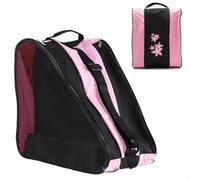 Yuanpgky Bolsa de almacenamiento de nailon resistente con diseño de 3 capas ventilado, para patines de hasta talla 44, casco y equipo de protección, color rosa