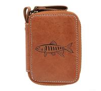 Yuanpgky Bolsa de almacenamiento impermeable para señuelos de pesca para cuchara y lentejuelas de objeto, poliuretano + organizador de EVA con capacidad de doble cara y división central, marrón