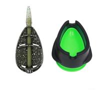 Yuanpgky Comedero de pesca de carpa en línea para aparejos terminales, 25/35/45 g, de aleación de zinc, con forma prensada, diseño plano para una larga distancia de lanzamiento y precisión en cruz (25