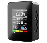 Yuanpgky Detector de CO2 5 en 1 con monitoreo de temperatura, humedad, TVOC y HCHO, sensor NDIR de 400-5000 PPM, pantalla LCD, recargable por USB-C (negro)