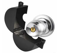 Yuanpgky Dispositivo de bloqueo de manija de puerta para privacidad y seguridad, cubierta de perilla de acero inoxidable para desactivar la entrada, 4 x 4 x 2 pulgadas, color negro