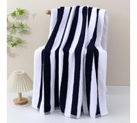 Yuanpgky Elegante funda para silla de descanso a rayas para playa y piscina, toalla de algodón puro de gran tamaño de 76 x 180 cm con bolsillo, lavable a máquina para relajarse al aire libre (negro