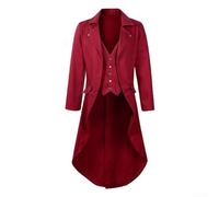 Yuanpgky Gabardina larga gótica victoriana steampunk para hombre, estilo renacentista medieval, rojo