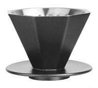 Yuanpgky Gotero octogonal de café de acero inoxidable 304 para verter V60, taza de filtro de doble capa, forma geométrica moderna, accesorio de café reutilizable (negro)