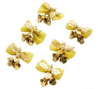 Yuanpgky Having Festive Sound for Holiday Cheer Red Green Gold Color Options Christmas Jingle Bell Bow Ornaments, 6 unidades hechas a mano decoraciones de árbol (E)