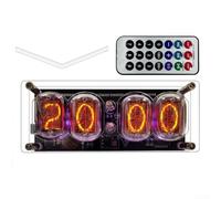 Yuanpgky IN-12 Nixie Tube Reloj digital con pantalla brillante, fondo LED de 225 colores y visualización de fecha, alimentado por USB-C, control remoto, función antienvenenamiento para