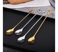 Yuanpgky Juego de cuchara de café y tenedor de postre de acero inoxidable para diseño de hojas para té, café, capuchino, espresso, aperitivos y cócteles (2#)
