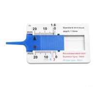 Yuanpgky Medidor de profundidad de banda de rodadura de plástico de 0 a 20 mm, calibrador vernier para medición de neumáticos de coche con diseño de tamaño de bolsillo y límites de desgaste