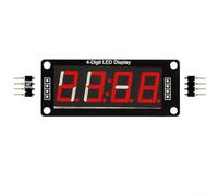 Yuanpgky Módulo de reloj digital con pantalla LED de 4 dígitos de 0.56 pulgadas, 7 segmentos, puntos de cronometraje integrados, 5 V CC para proyectos electrónicos de bricolaje, para TM1637 (rojo)