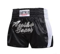 Yuanpgky Pantalones cortos de boxeo unisex para MMA, Muay Thai y entrenamiento de fitness, poliéster transpirable con cintura elástica, tallas M a XXL (negro)