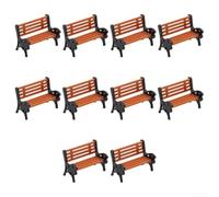 Yuanpgky Paquete de 10 bancos de parque en miniatura para diseños de ferrocarril a escala HO OO, 1:87 1:100 1:200 accesorios de paisaje con asientos naranjas y brazos negros (1:200)