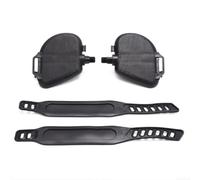 Yuanpgky Pedales de ejercicio para bicicleta con correas para bicicletas giratorias y estacionarias de interior, compatible con eje de 9/16 pulgadas o 1/2 pulgadas, textura antideslizante con correas