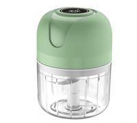 Yuanpgky Picador de ajo eléctrico, mini procesador de alimentos recargable de 250 ml, molinillo de carne, triturador de verduras, hoja de acero inoxidable, herramienta de cocina (verde)