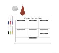 Yuanpgky Planificador semanal magnético con calendario, pizarra blanca para nevera con 6 bolígrafos, tablero de mensajes borrable, para preparación de comidas, recordatorios de notas, plan diario (D)