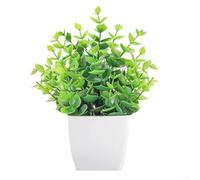 Yuanpgky Planta artificial de eucalipto lavanda en maceta, bonsái verde en maceta pequeña para decoración del hogar y la oficina, decoración floral sintética realista (A)