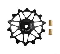 Yuanpgky Polea de aleación de aluminio rueda guía de desviador trasero 12T 14T para mecanizado CNC 7075, funcionamiento suave con rodamiento, diseño de dientes estrechos anchos, incluye (negro 14T)