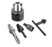 Yuanpgky Portabrocas sin llave de 1,5 a 13 mm con rosca de 1/2 a 20UNF, adaptador de cambio rápido para conductor, incluye llave y/vástago hexagonal/convertidor de enchufe (1 portabrocas 3 adaptadores