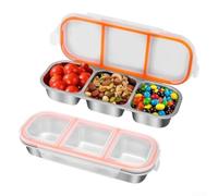 Yuanpgky Recipiente de almuerzo de acero inoxidable con 2 o 3 compartimentos, sello hermético a prueba de fugas, resistente al óxido para la preparación de comidas, dieta equilibrada, almuerzo de