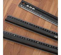 Yuanpgky Regla de aluminio de agarre elevado - Regla de corte de 20/30/45 cm para medición y manualidades, regla de seguridad de metal resistente antideslizante con antisangrado para borde, para (45