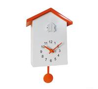 Yuanpgky Reloj de cuco de arte de pared con voces de llamada de pájaro, control de volumen ajustable, para sala de estar, oficina, dormitorio, cocina, soporte de estante | funciona con pilas (blanco +