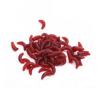 Yuanpgky Señuelos de pesca de gusano de goma suave para róbalo, 20 mm, rojo, paquete de 60 (rectos y curvos), compatibles con la mayoría de cañas de agua dulce (canción con 60 piezas)