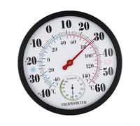 Yuanpgky Termómetro e higrómetro de pared grande para exteriores, esfera blanca de 10 pulgadas con escala negra, de -30 °C a 50 °C y 0 a 100% para rango de humedad RH, sin batería o