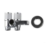 Yuanpgky Válvula de ángulo de aleación de zinc, válvula de entrada de doble salida G1/2 para cabezal de ducha, inodoro y lavabo, ajuste de control de agua bidireccional, acabado gris o cromado