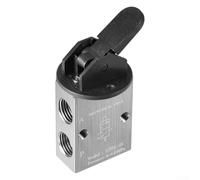 Yuanpgky Válvula neumática S3HL-08, válvula mecánica manual de 3 vías de 2 posiciones con rosca PT de 10.2 cm, cuerpo de aluminio, posicionamiento de bola de acero con resorte, para control piloto y